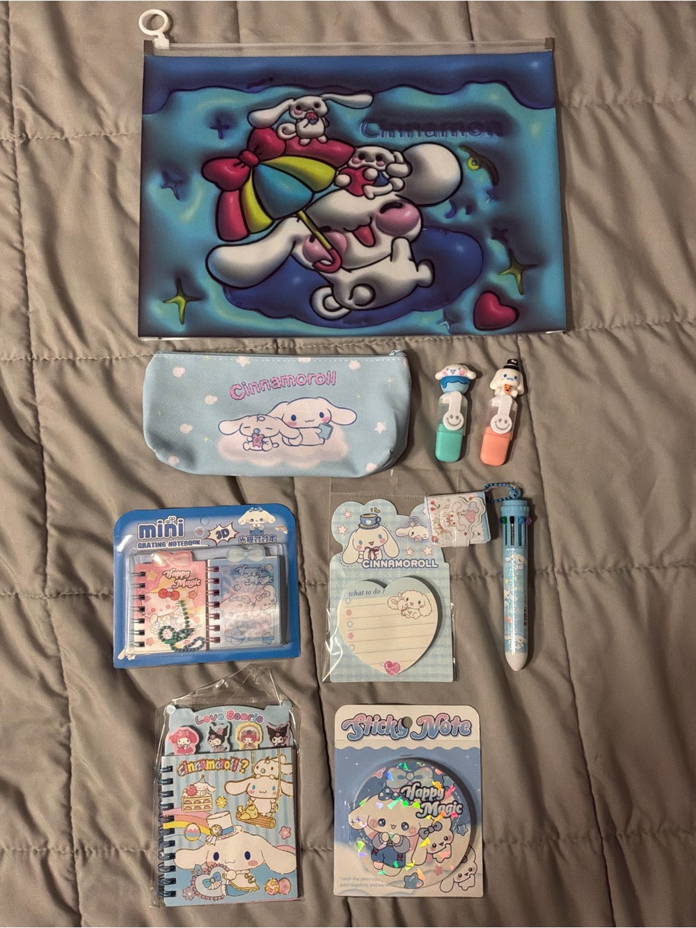 Sanrio Cinnamoroll Pastel Blue Stationery Set - 9 Piece Bundle Lot